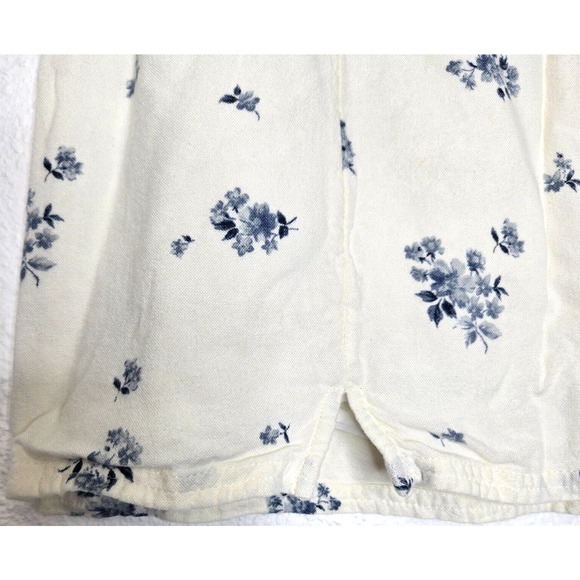 American Eagle Womens Mini Skirt Medium Ivory Blue Ditsy Floral Cotton Blend Y2K - Picture 2 of 8